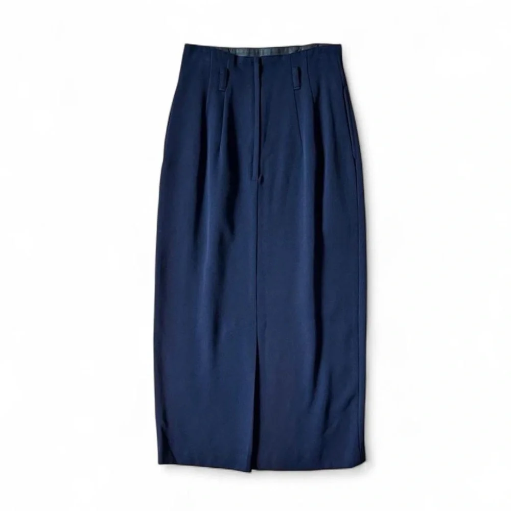 Yohji Yamamoto Y’s navy wool gabardine I-line midi skirt NWT deadstock vintage - Picture 2 of 8